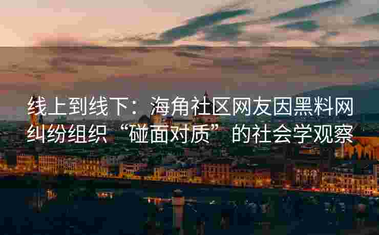 线上到线下：海角社区网友因黑料网纠纷组织“碰面对质”的社会学观察