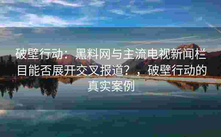 破壁行动：黑料网与主流电视新闻栏目能否展开交叉报道？，破壁行动的真实案例